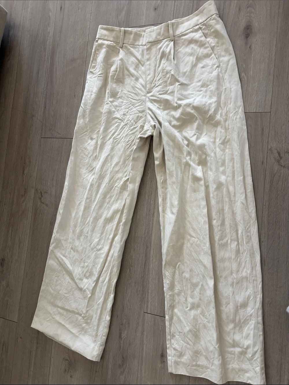 Madewell Women’s Cream Wide-Leg Linen Blend Pants Size 6